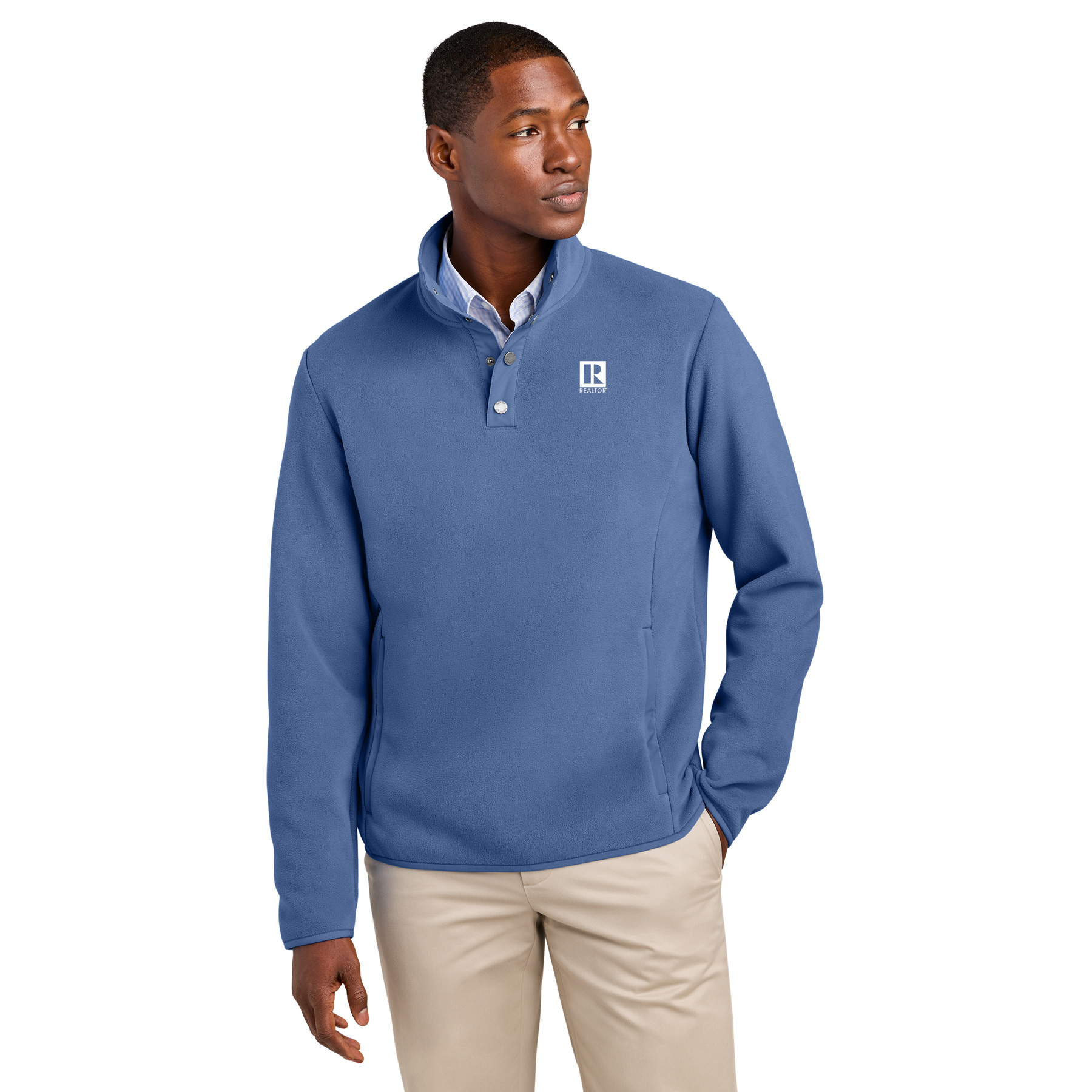 Brooks Brothers® Fleece 1/4-Snap Neck Shirts,Collared,Sweaters,Stretch,Zips,1/4,1/2,Fleeces,Snaps